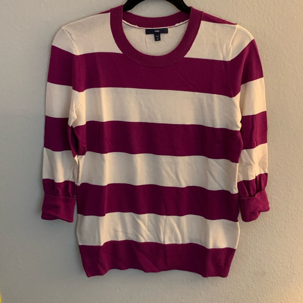Gap Purple and Cream Striped Sweater
